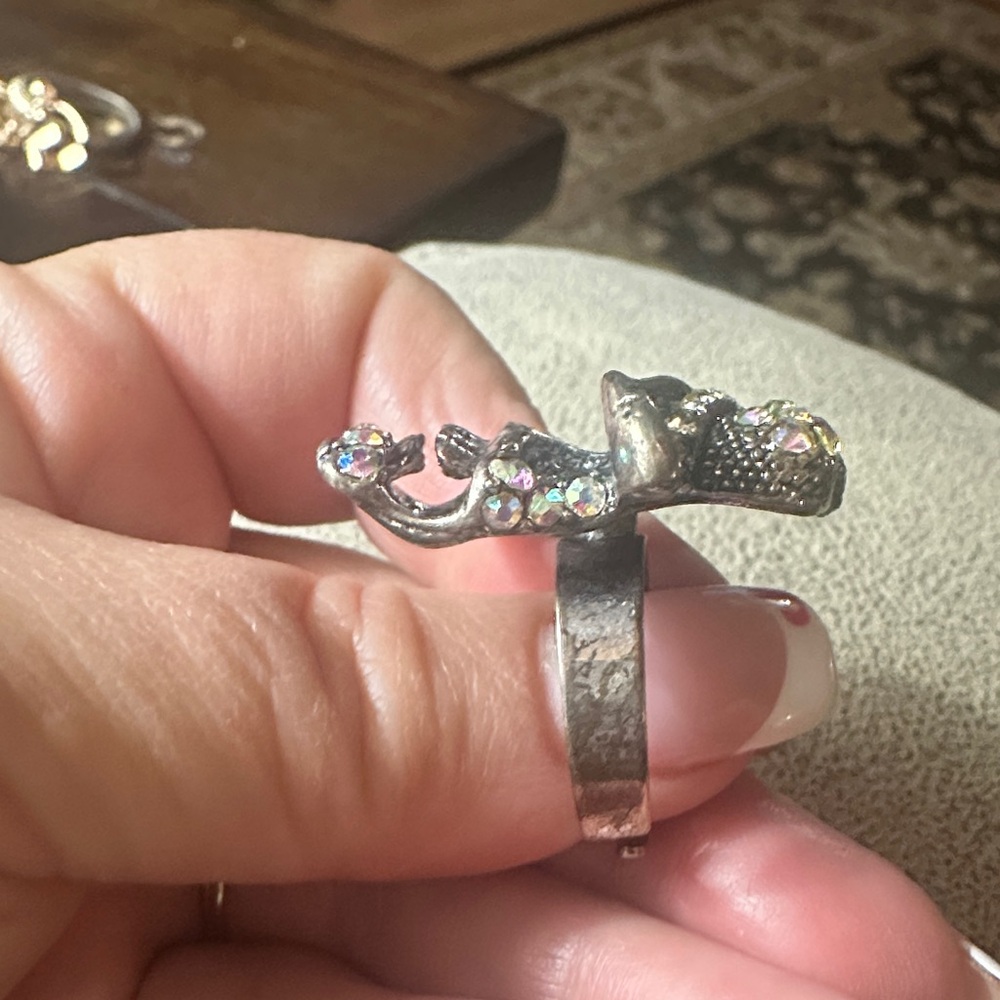 Silver Skull Ring with Rhinestones - Picture 2 of 4